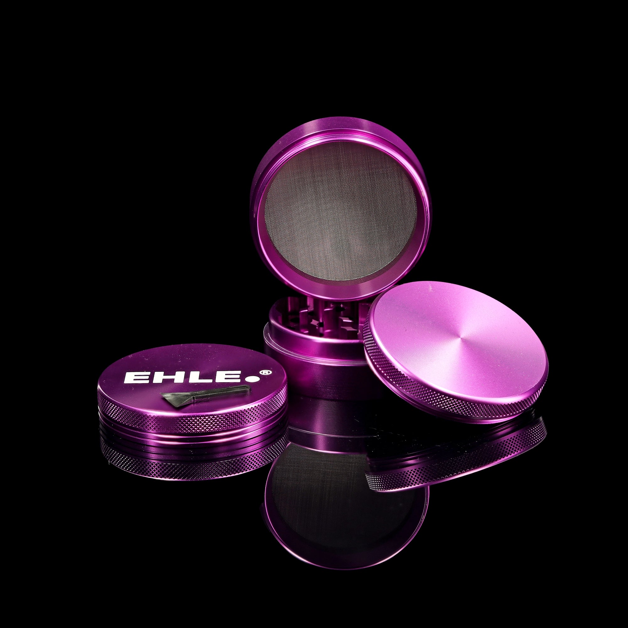 EHLE. Grinder in alluminio 63mm Viola – 4 pezzi con setaccio per polline