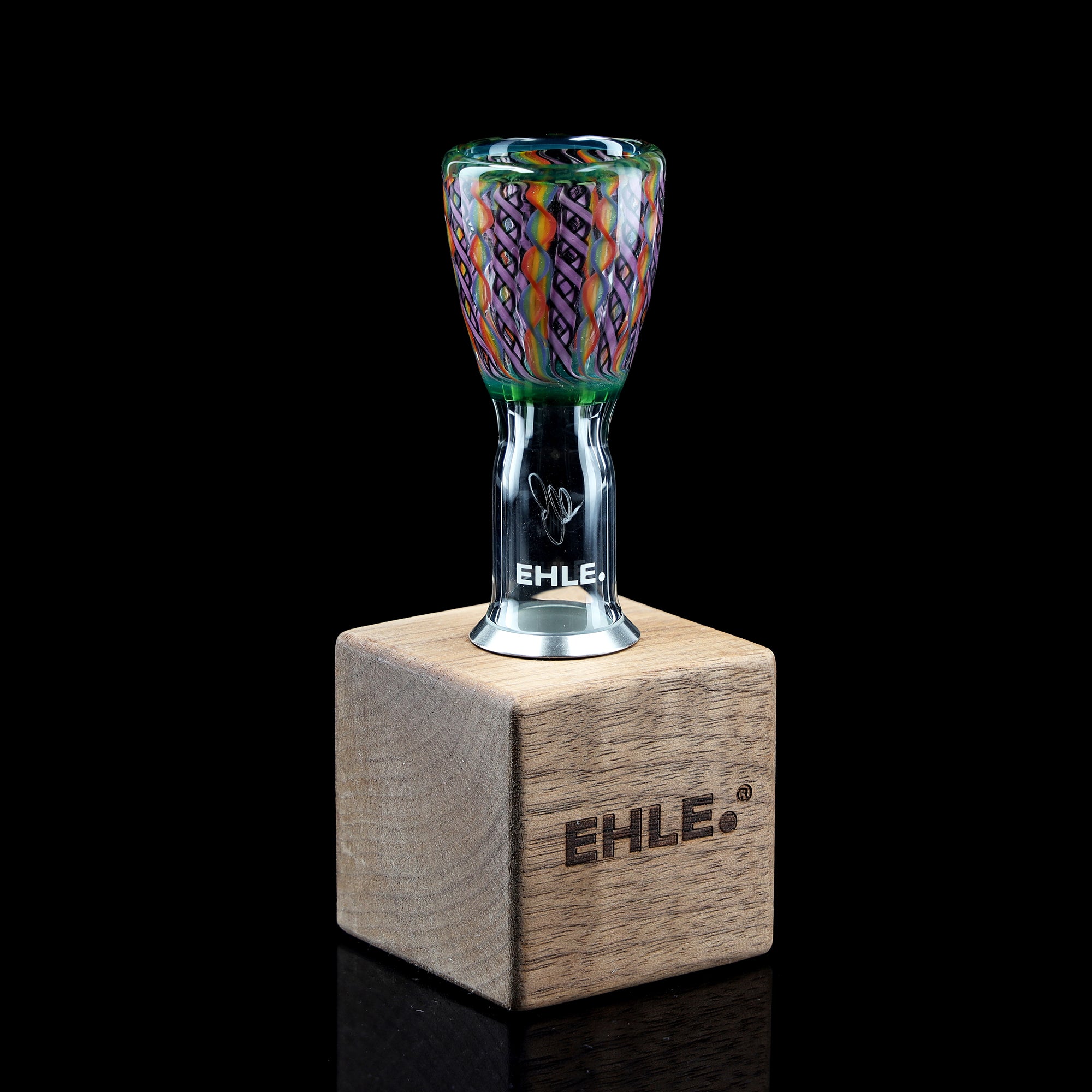 Limitierter Bong-Kopf NS 18,8 ,,Crushed Opal - Spiral" inkl. Holzständer