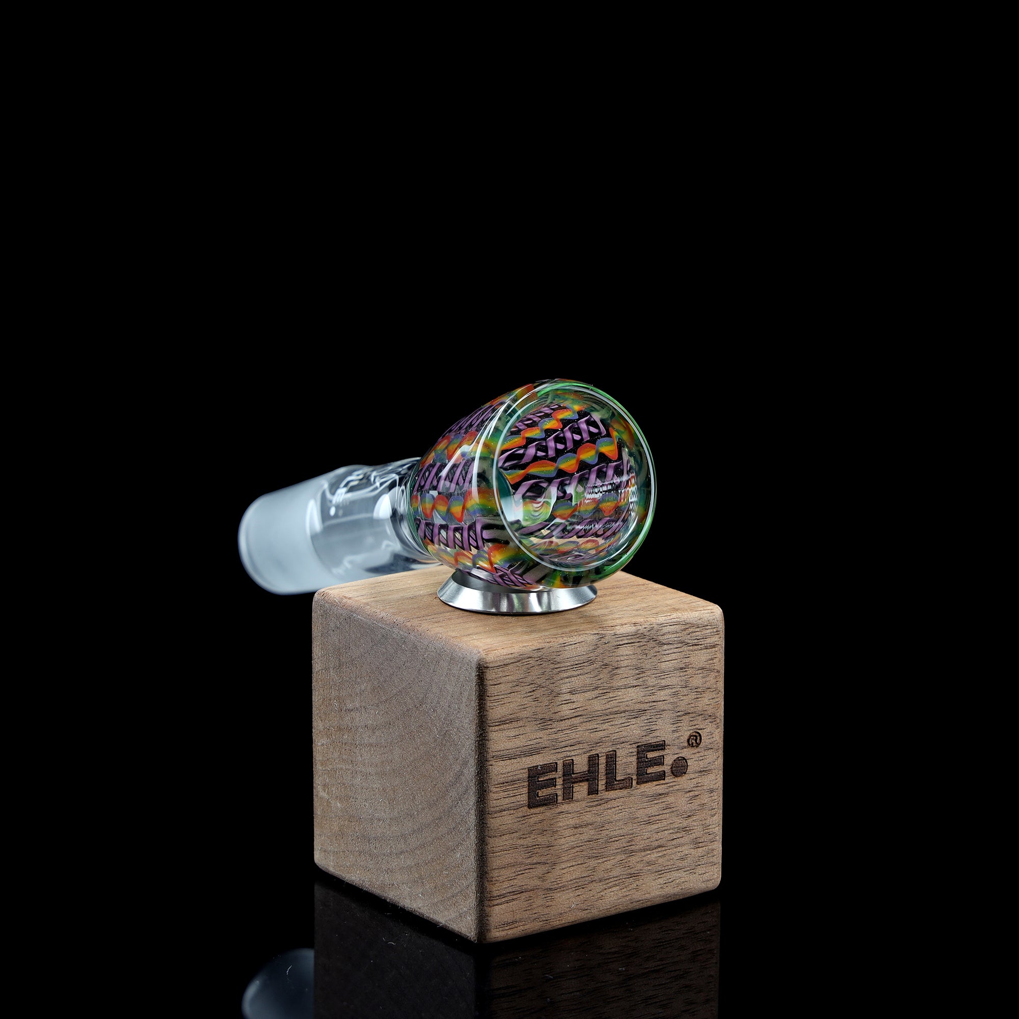 Limitierter Bong-Kopf NS 18,8 ,,Crushed Opal - Spiral" inkl. Holzständer