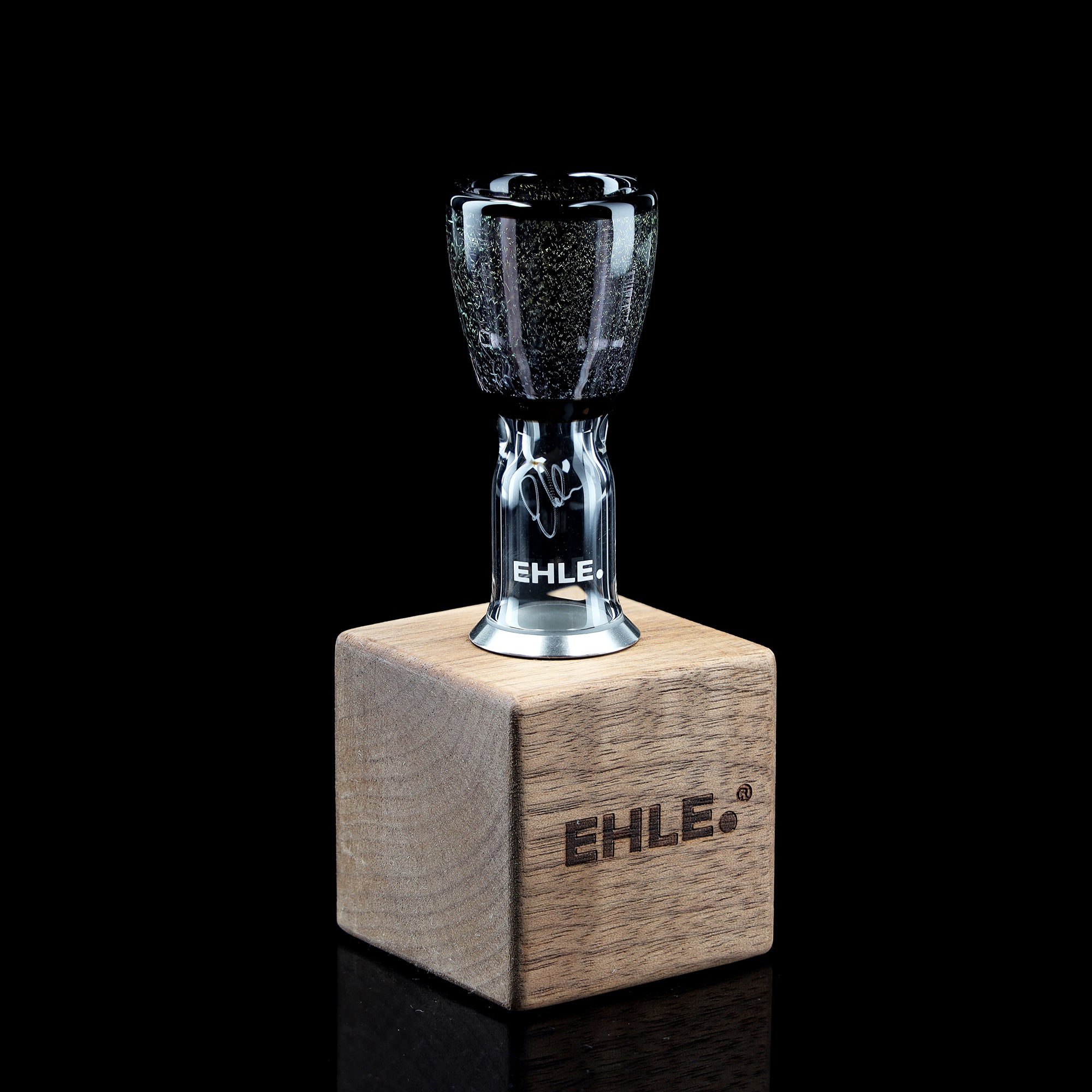 Limitierter Bong-Kopf NS 18,8 ,,Crushed Opal - Green/Gold" inkl. Holzständer