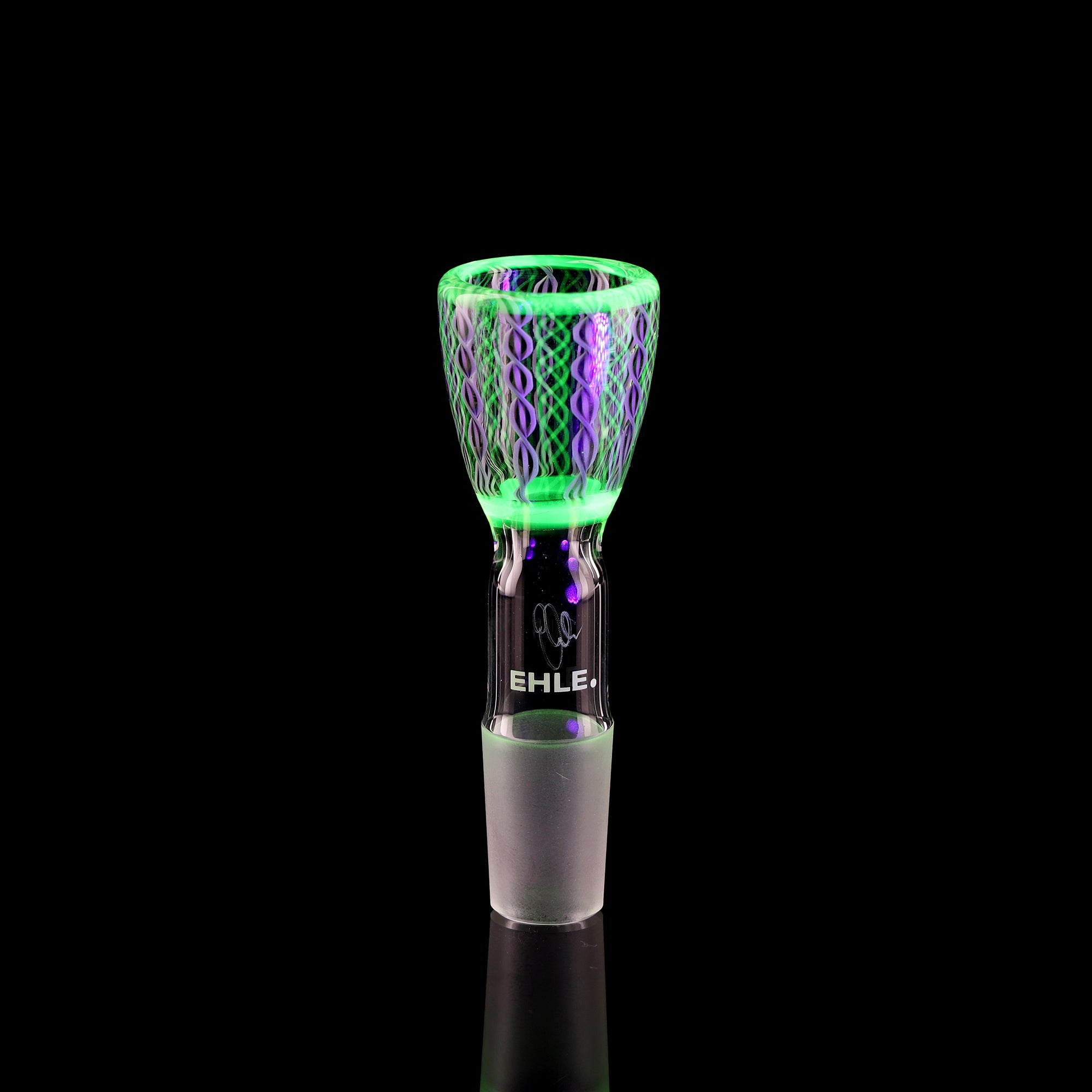 Limitierter Bong-Kopf NS 18,8 ,,Crushed Opal - Spiral glowing" inkl. Holzständer