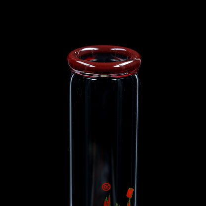 Bong Serie Rossa #3, 500ml, NS 18; Bocchino: rosso tinta unita; Tacche per ghiaccio: rosso tinta unita; Logo: logo speciale rosso-verde