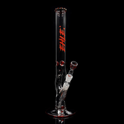 Bong Red Series #7 Cilindro 5mm EMOTION (45cm), NS 18,; Base circolare: monocromatica rossa; Bocchino: bocchino a corona rosso-verde; Tacche per ghiaccio: monocromatiche rosse; Logo: logo speciale rosso-verde