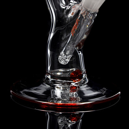 Bong Red Series #7 Cilindro 5mm EMOTION (45cm), NS 18,; Base circolare: monocromatica rossa; Bocchino: bocchino a corona rosso-verde; Tacche per ghiaccio: monocromatiche rosse; Logo: logo speciale rosso-verde