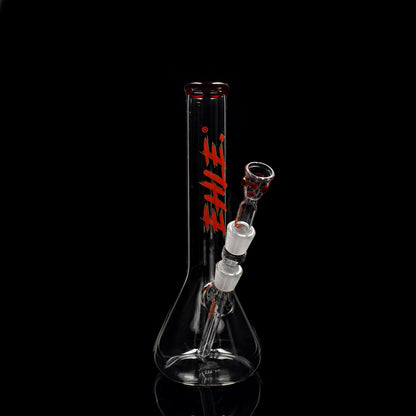Bong Red Series #4 Beaker Little Brother 3.2mm; Bocchino: tinta unita rossa; Logo: logo speciale rosso-verde