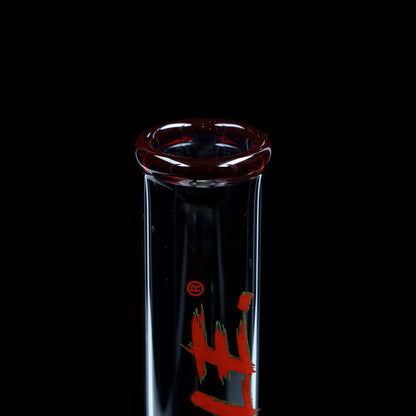 Bong Red Series #4 Beaker Little Brother 3.2mm; Bocchino: tinta unita rossa; Logo: logo speciale rosso-verde