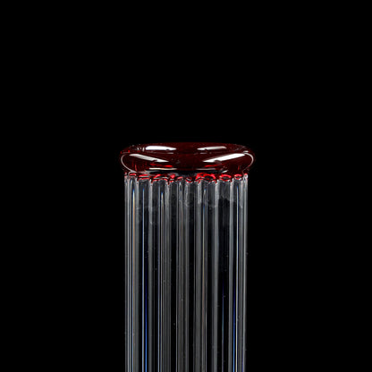 Red Series Bong #6 Tubo a coste (45cm), NS 18, base rotonda; Bocchino: Rosso monocromatico; Tacche per il ghiaccio: Rosso monocromatico; Logo: Logo speciale Rosso-Verde