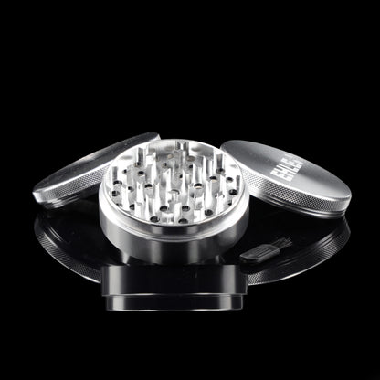 EHLE. Aluminium Grinder 75mm Silber - 4-teilig mit Pollensieb